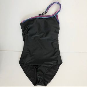 NWT Seekers Australia Black One Shoulder Swimsuit